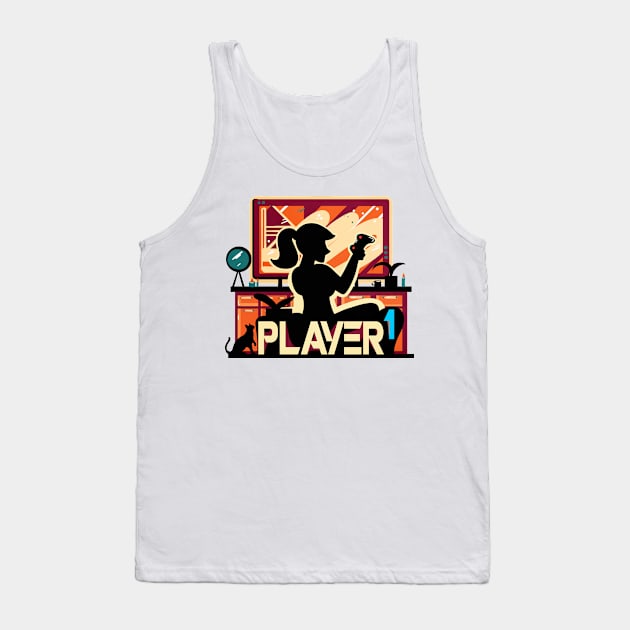 Player One Girlfriend Couple Matching Video Game Tank Top by enchantedrealm